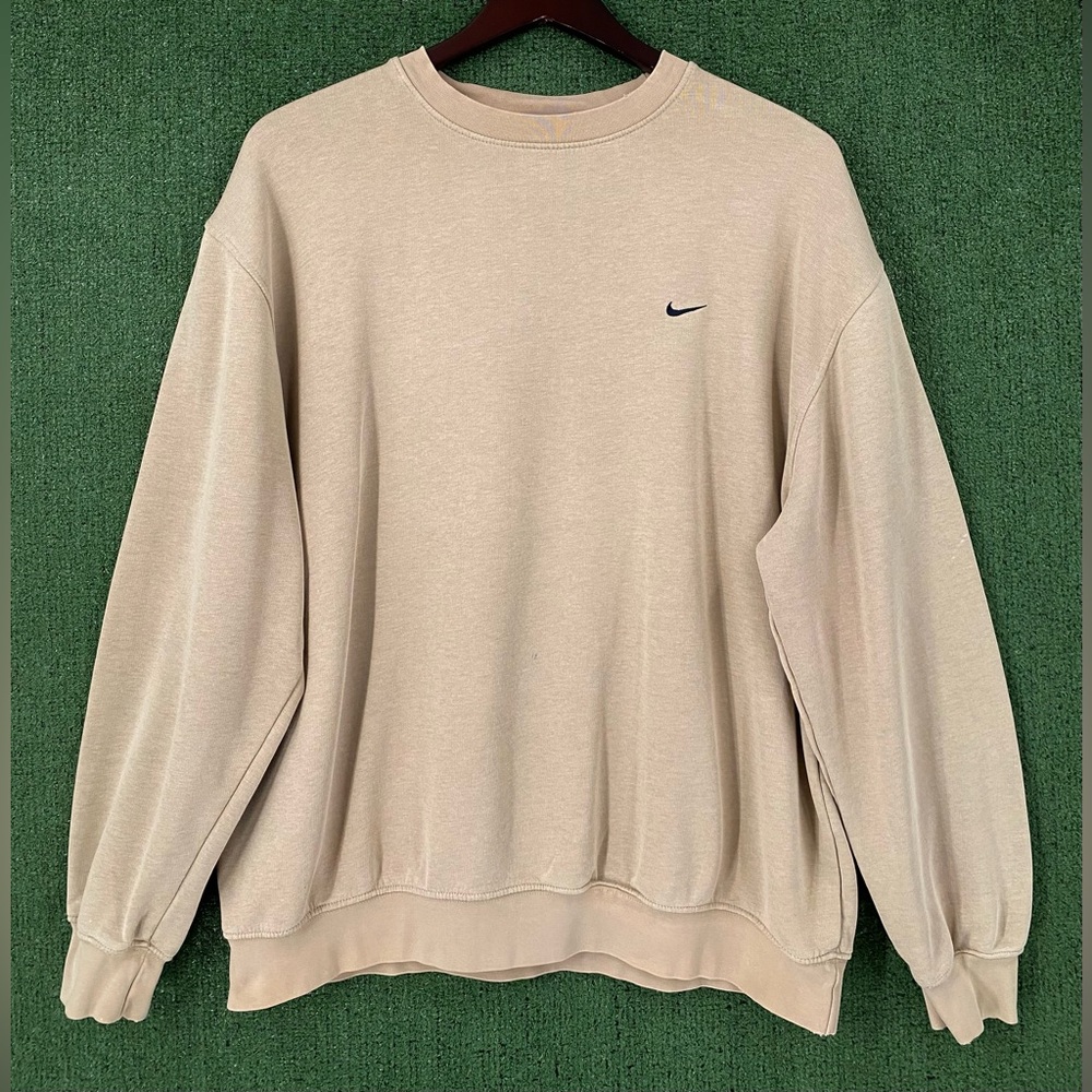 Vintage Y2K Nike Embroidered Swoosh Earth Tone Beige Tan Sweatshirt Men’s SZ 3XL